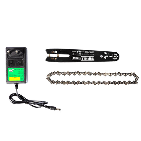 Mini drujbă pe acumulator 20V, 2 lame, 2 lanțuri, Micul Fermier MF-DA1001-G01