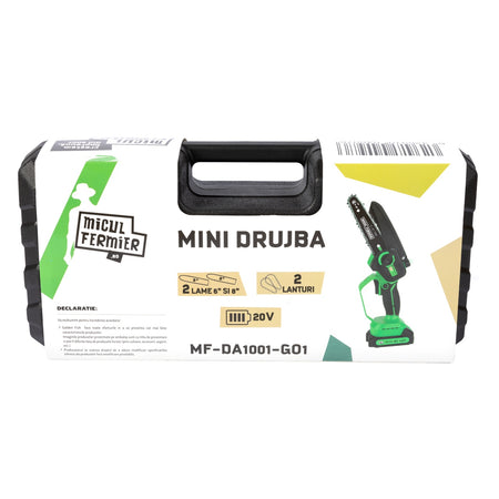 Mini drujbă pe acumulator 20V, 2 lame, 2 lanțuri, Micul Fermier MF-DA1001-G01