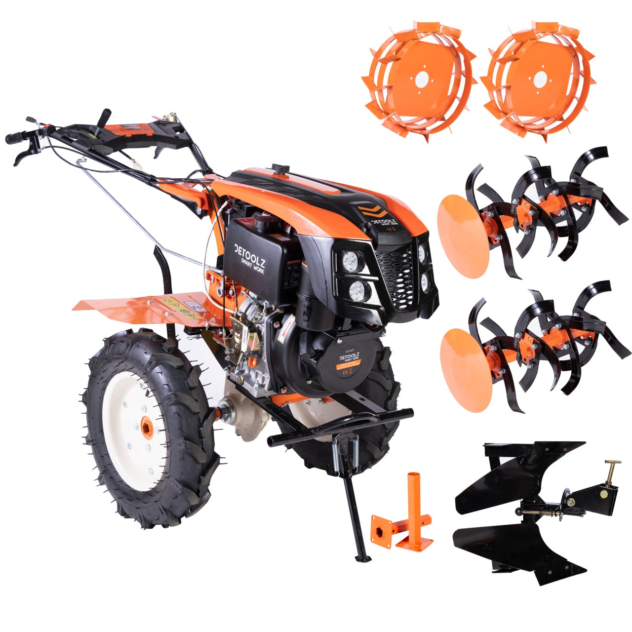 Motocultor 10CP, 418CC, plug reversibil mare, roți metal, Detoolz DZ-M127