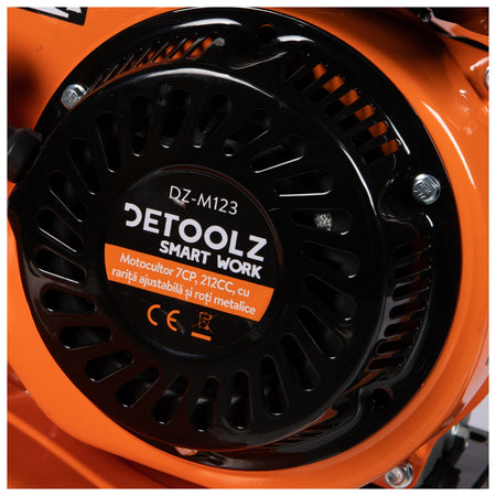 Motocultor 7CP, 212CC cu rarită ajustabilă și roți metalice Detoolz DZ-M123