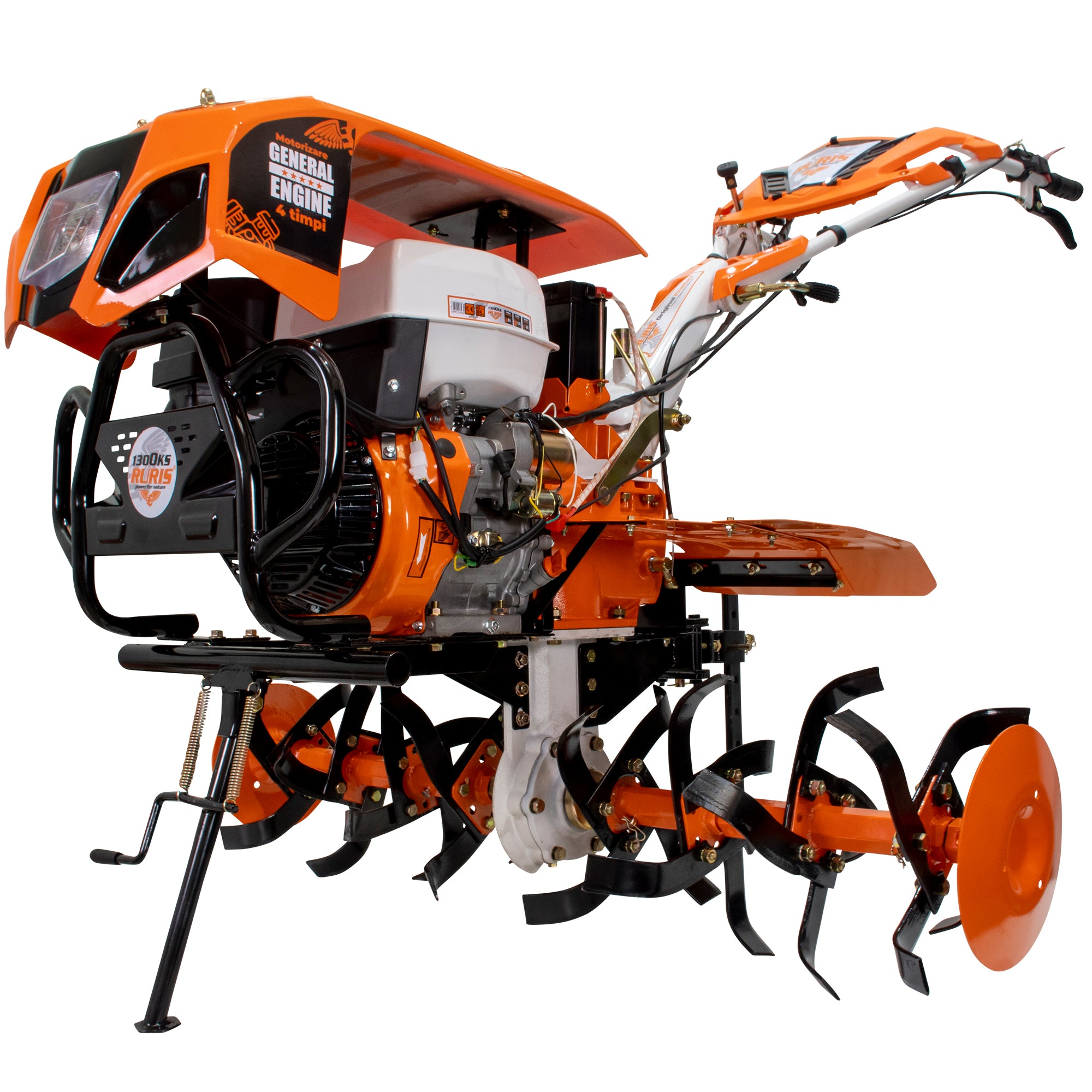Motocultor RURIS 1300KS + roti cauciuc 5.00-12+plug reversibil rev2+roti metalice 500+set contragreutati 20kg -8