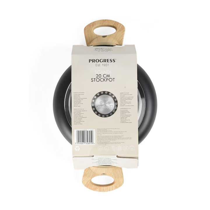 Oală cu capac 20 cm, 2.5L, Scandi Smartstone, antiaderentă, PROGRESS 713098