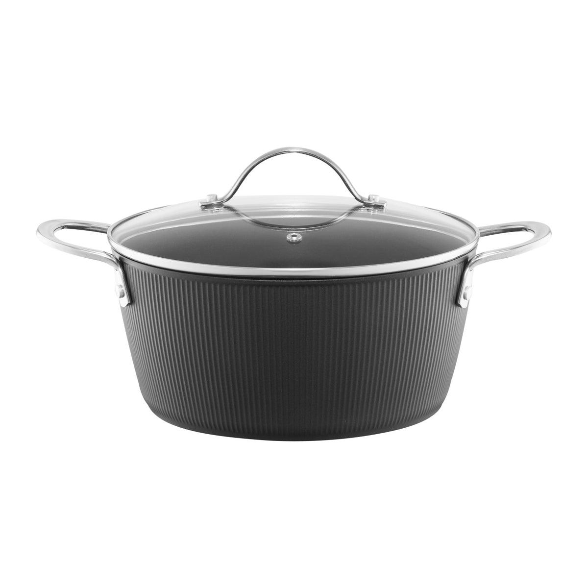 Oală cu capac Qualum Basic Curly Ambition antiaderentă, aluminiu forjat 3,8 L 24 cm
