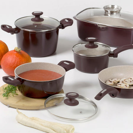 Oală cu capac Brown Stone Ambition – aluminiu antiaderent pentru toate tipurile de aragaz