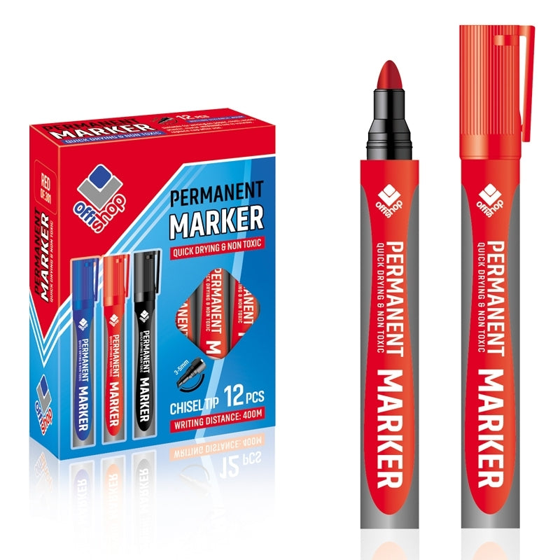 Marker Permanent Offishop Rosu, 12/set Of094