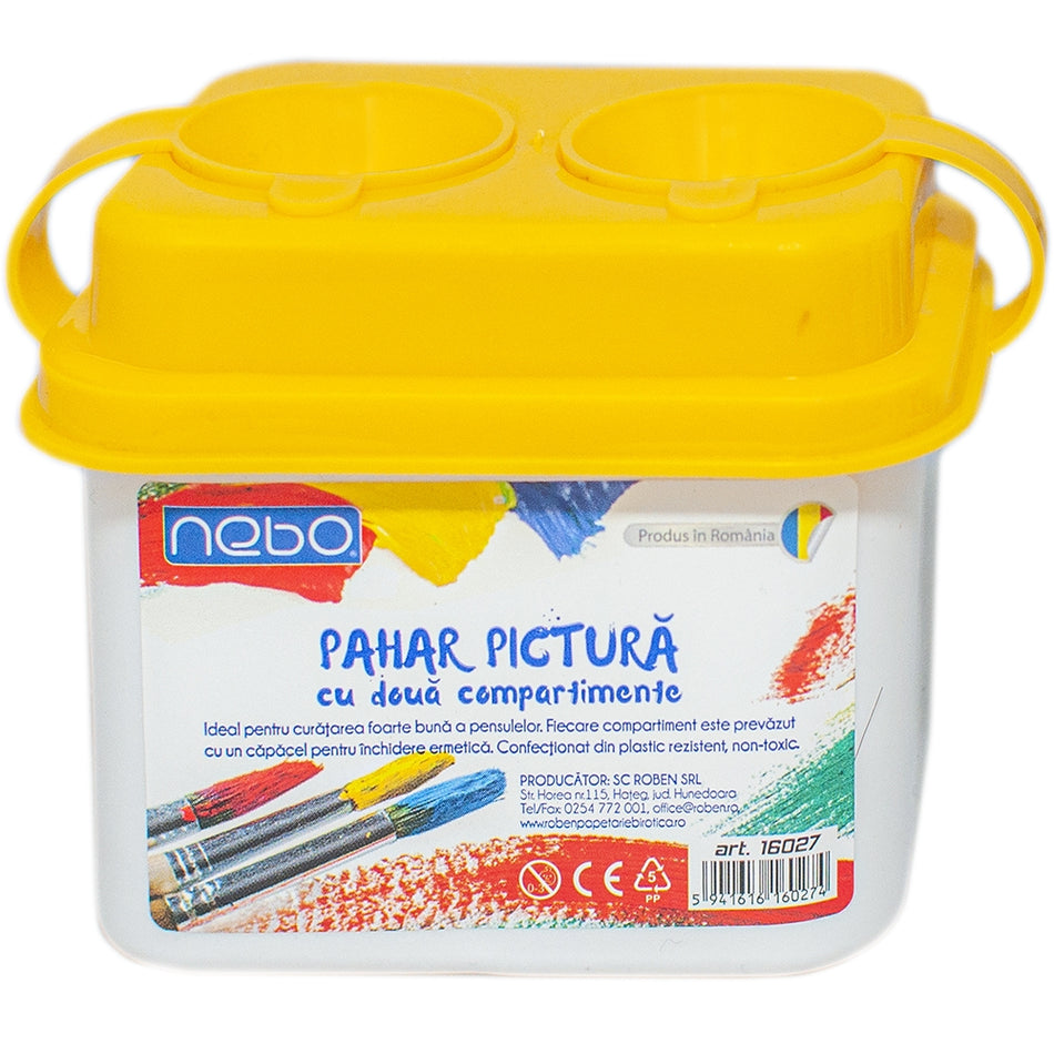 Pahar pictură cu 2 compartimente pentru elevi și prescolari NEBO 16027