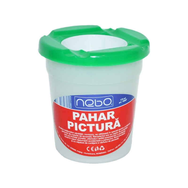 Pahar pictura mare cu capac, pentru desen, suport pensule, NEBO 16007