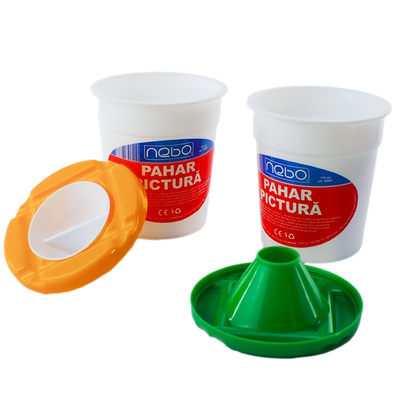Pahar pictura mare cu capac, pentru desen, suport pensule, NEBO 16007