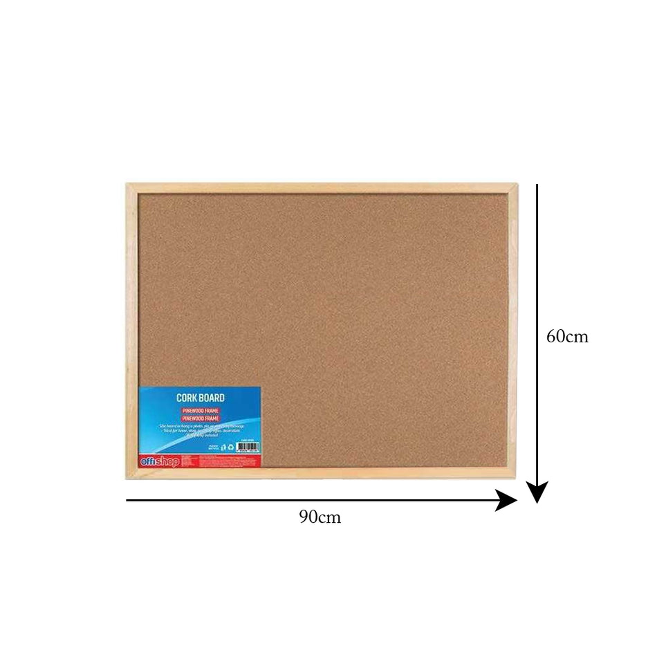 Panou pluta 60 × 90 cm cu rama lemn, accesorii, S-COOL / OFFISHOP OF451
