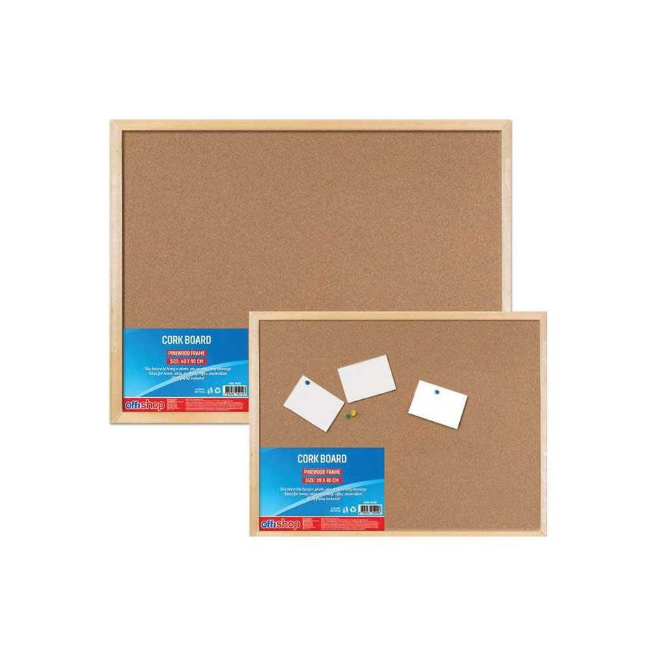 Panou pluta 60 × 90 cm cu rama lemn, accesorii, S-COOL / OFFISHOP OF451
