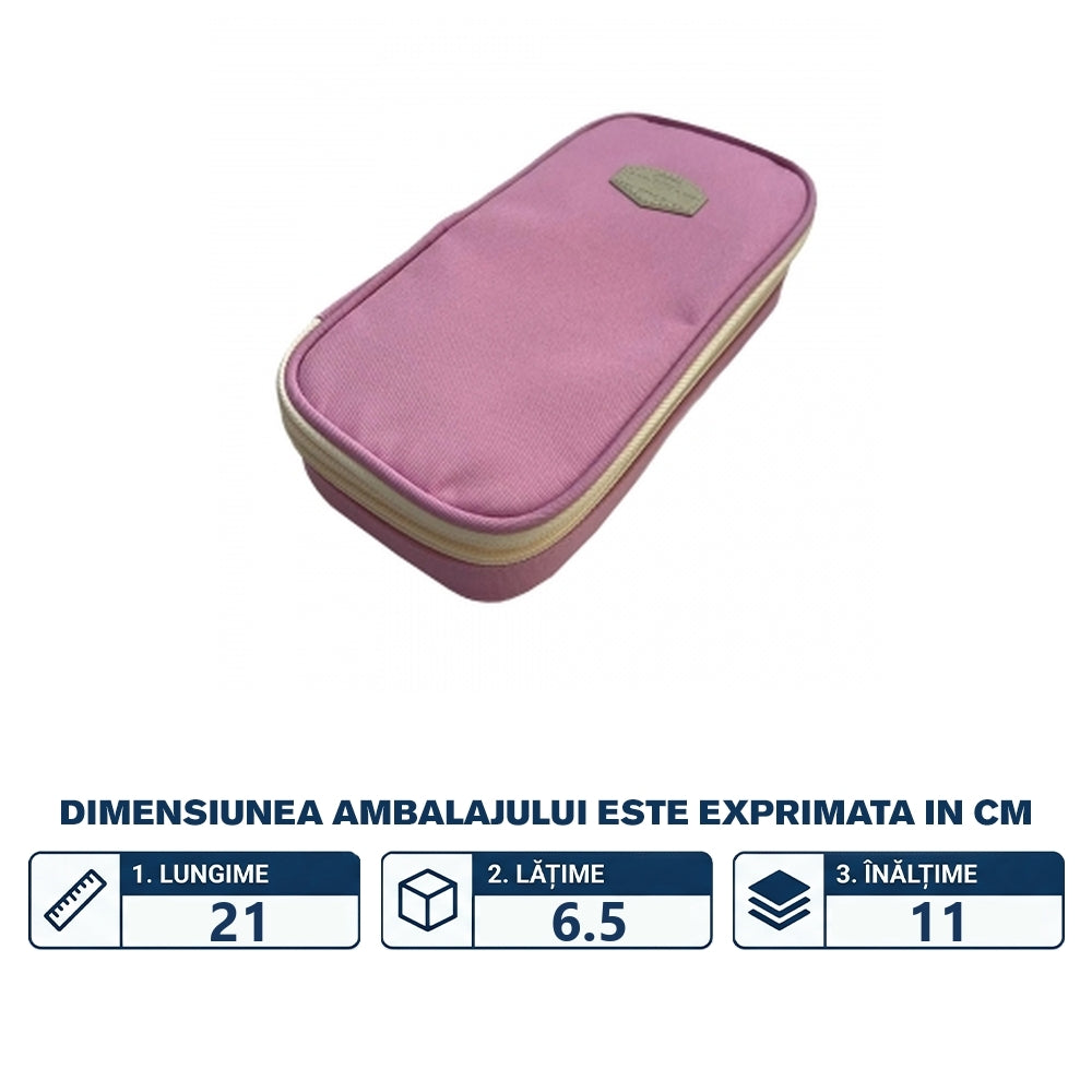 Penar borsetă, 2 fermoare, 21×6,5×11 cm - S-COOL / OFFISHOP