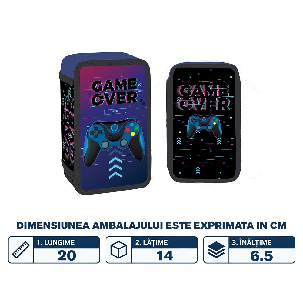 Penar echipat cu 3 fermoare și 39 piese Game Over - S-COOL / OFFISHOP SC3289