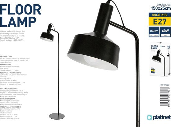 Lampa De Podea 40w Negru Platinet