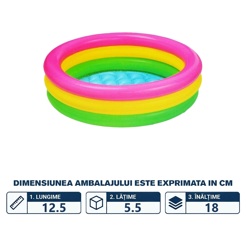 Piscină gonflabilă pentru copii cu model curcubeu 61 × 22 cm FD61