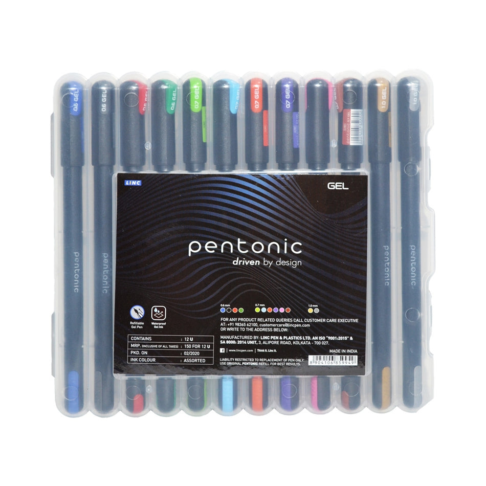 Pixuri gel 12 culori Pentonic, LINC, set 0.6-1 mm, 856SET