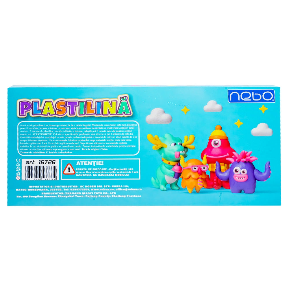 Plastilina 12 culori, NEBO