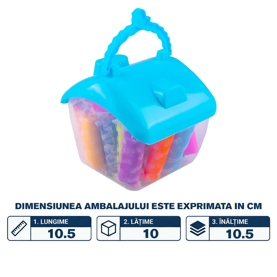 Plastilina 18 culori cu casuță și accesorii de modelaj NEBO 16790