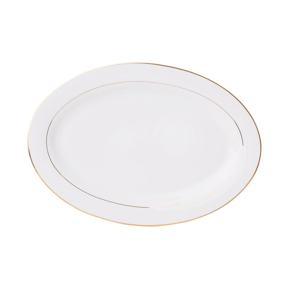 Platou oval Aura Gold din porțelan elegant Ambition