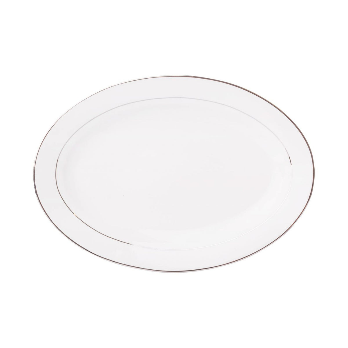 Platou oval Aura Silver din porțelan Ambition, elegant, detalii argintii