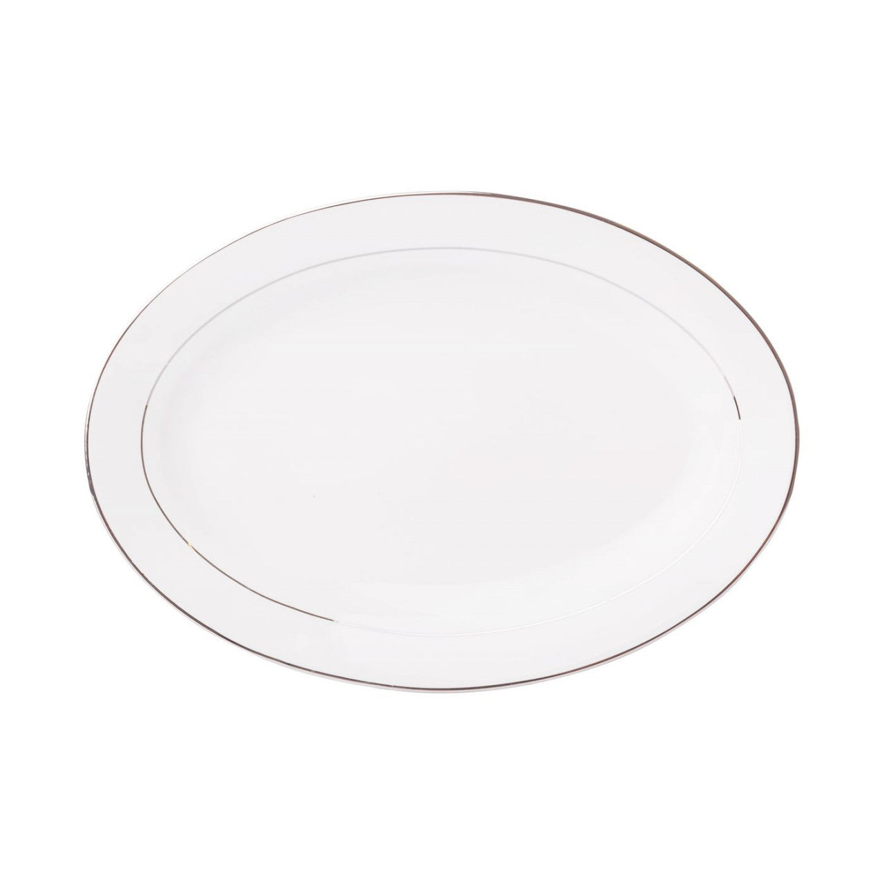 Platou oval Aura Silver din porțelan Ambition, elegant, detalii argintii