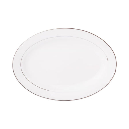 Platou oval Aura Silver din porțelan Ambition, elegant, detalii argintii