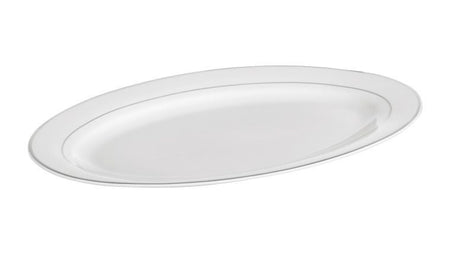 Platou oval Aura Silver din porțelan Ambition, elegant, detalii argintii