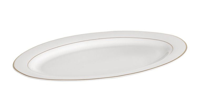Platou oval Aura Gold din porțelan elegant Ambition