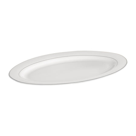 Platou oval Aura Silver din porțelan Ambition, elegant, detalii argintii