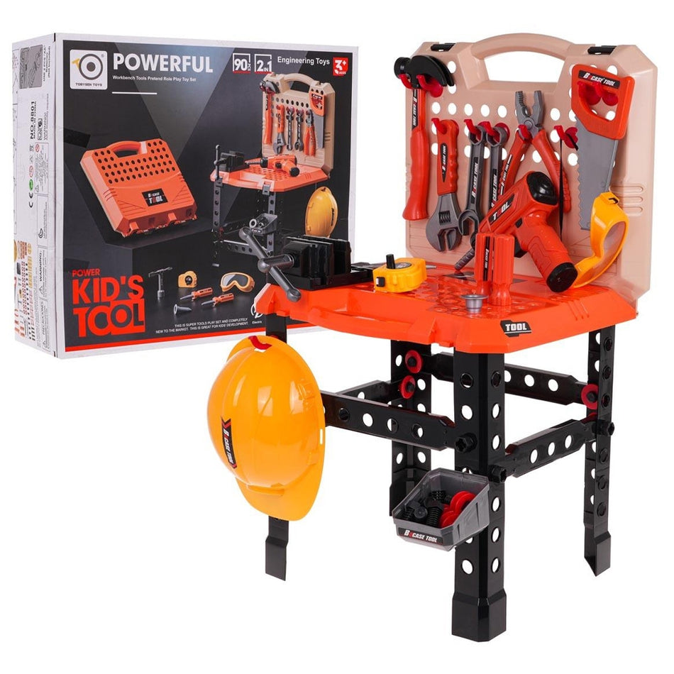 Play Set Unelte 2 In 1, Banc De Lucru/geanta Scule, 90 Piese