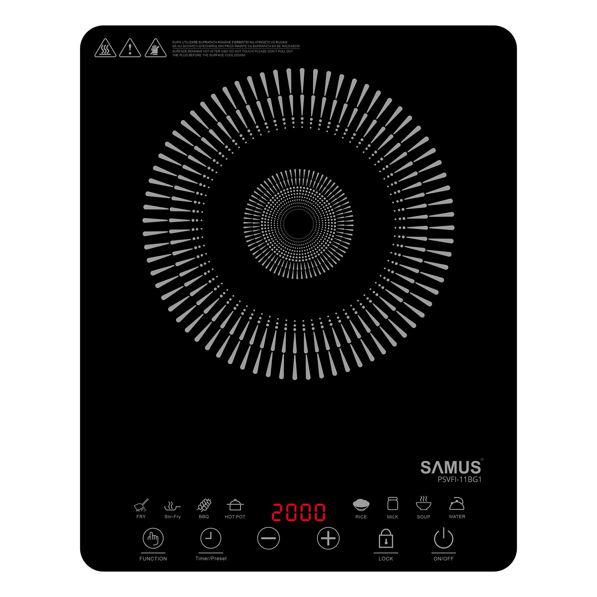 Plita Electrica Vitroceramica Cu Inductie Samus, 2000 W, 1 Arzator