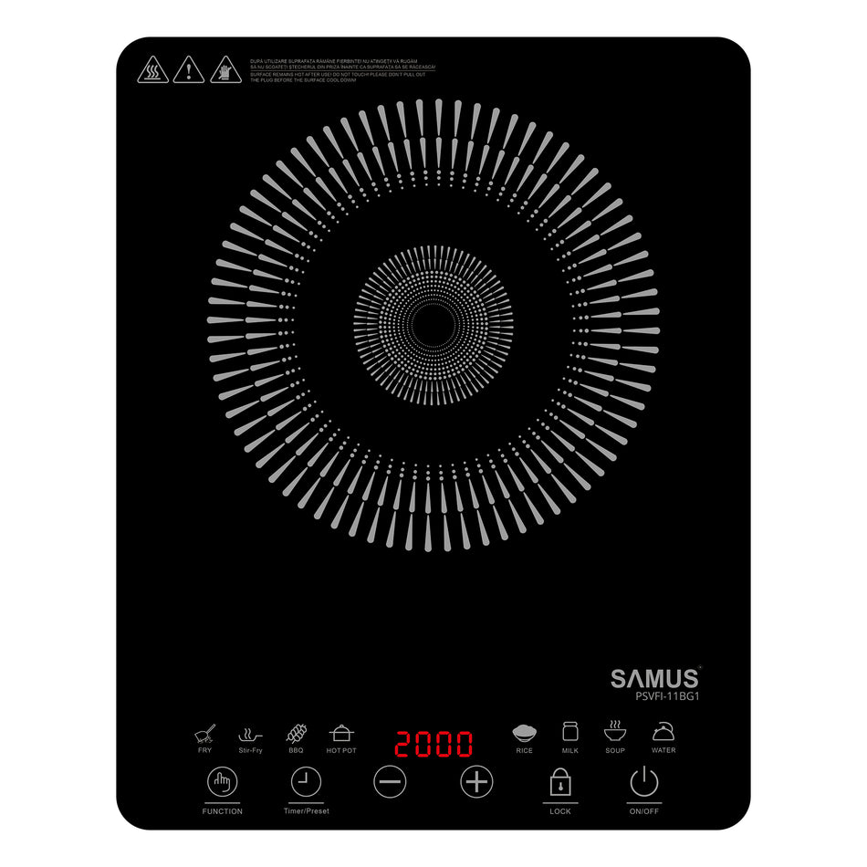 Plita Electrica Vitroceramica Cu Inductie Samus, 2000 W, 1 Arzator