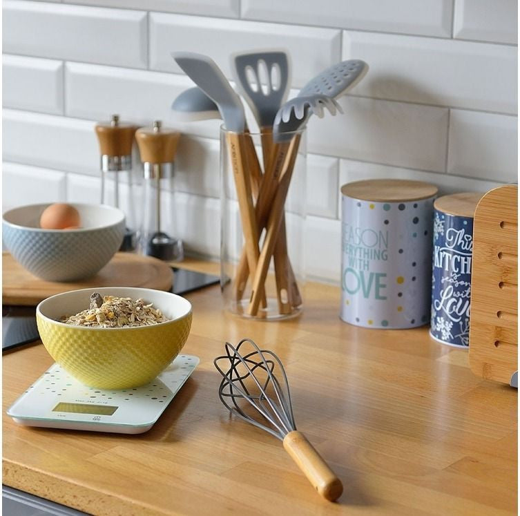 Polonic silicon cu mâner bambus 27.5 cm, stil Nordic AMBITION 96761