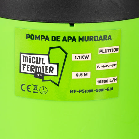 Pompa apă murdară cu plutitor, 1.1 kW, debit maxim 18500 l/h, 9.5 m MF-PS1005-S001-G01