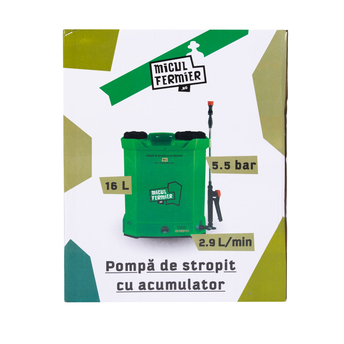 Pompa de stropit cu acumulator 16 l cu suport lombar Micul Fermier MF-PA1006-S001-G01