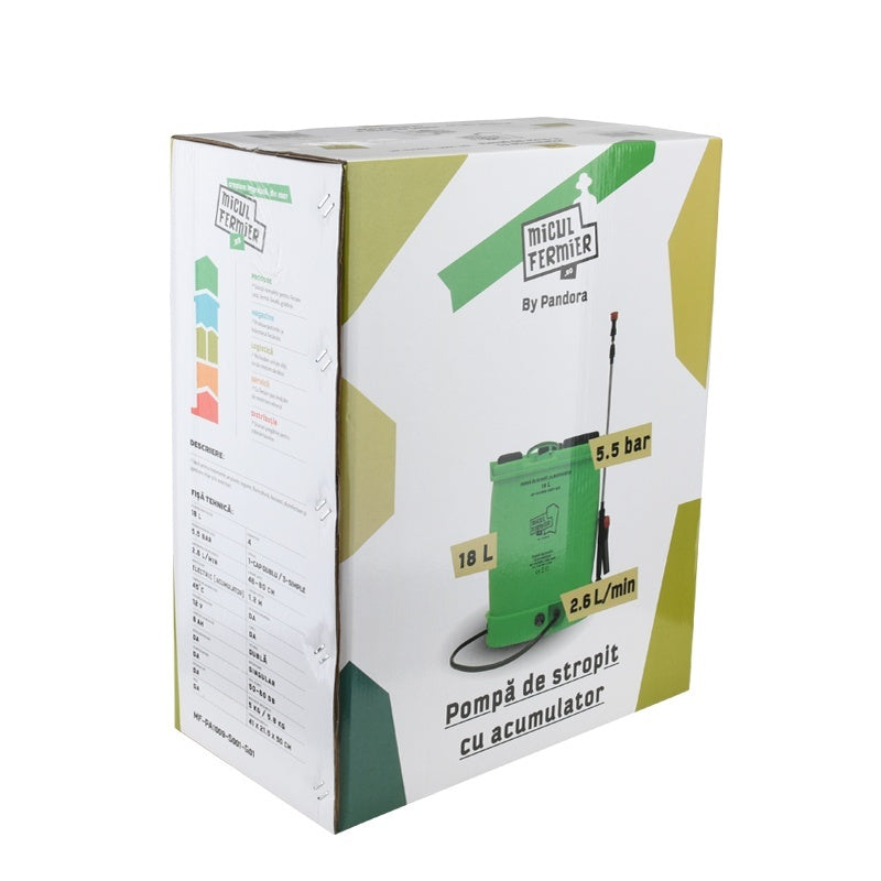 Pompa de stropit 18L cu acumulator, lance telescopică, Micul Fermier MF-PA1009-S001-G01