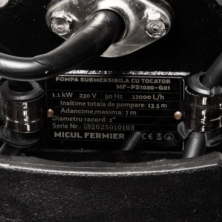 Pompa submersibilă 1,1 kW 12.000 l/h H13,5 m cu tocător Micul Fermier MF-PS1020-G01