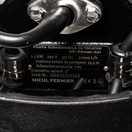 Pompa submersibilă 1,1 kW 12.000 l/h H13,5 m cu tocător Micul Fermier MF-PS1020-G01