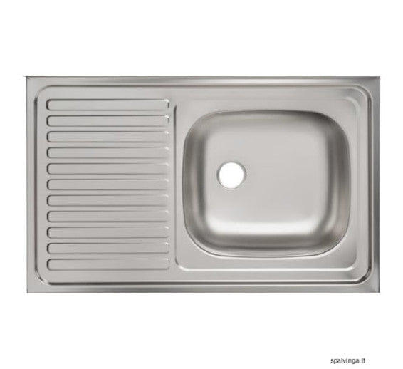Chiuveta De Otel  1 Bol Cu Scurgere  80 X 60 X 15 Cm  Satin