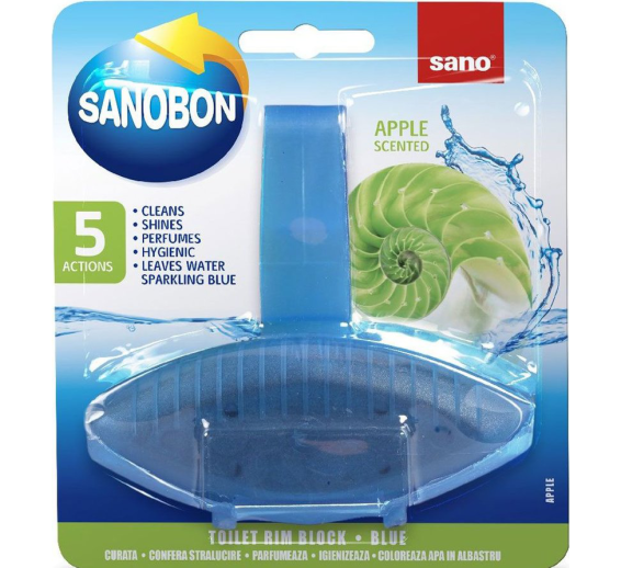Odorizant Wc Sano Bon Blue Apple 5in1, 55gr