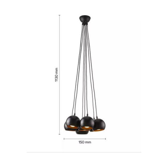Pendul Tavan Soclu E14 X 7 - Negru/cupru EMANUELLA