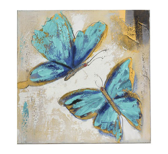 Tablou Pictat Manual Butterfly Albastru, 40*40cm