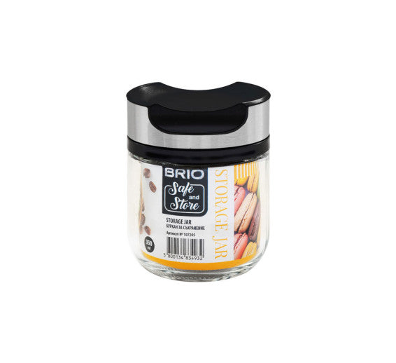 Recipient Depozitare Cu Capac Plastic/ Otel, Brio  -350 Ml 9x9x11.8cm