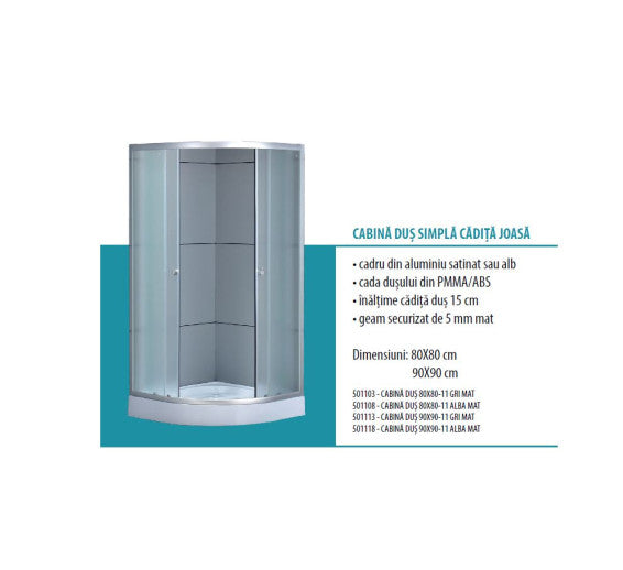 Cabina Dus 90x90-13 Gri Mat