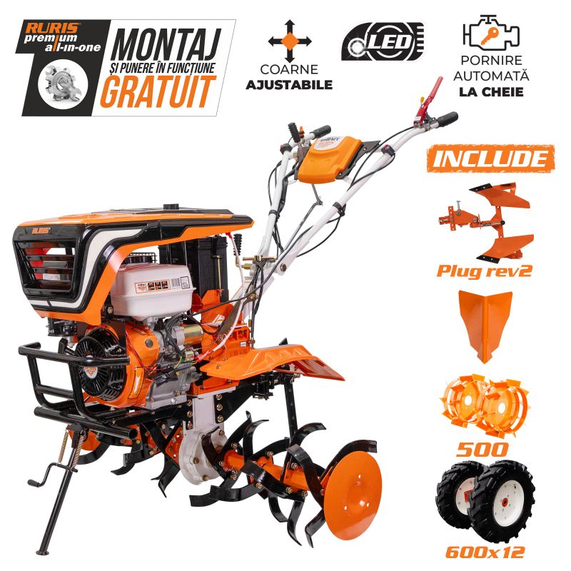 Motosapatoare Ruris 918acc+roti 6.00-12+rarita+plug Rev2+roti Met.+con