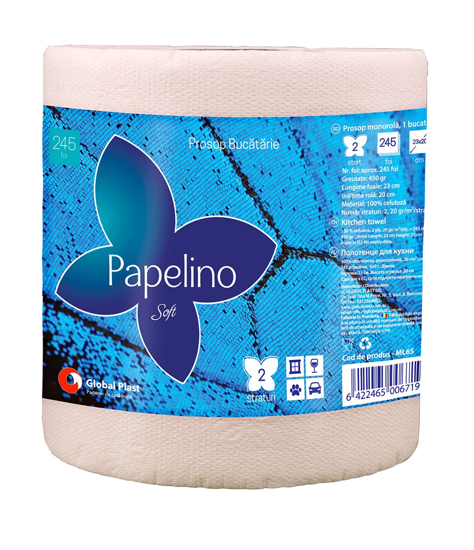 Prosop Imprimat Hartie 2str., Papelino Finesse, 450gr/rola