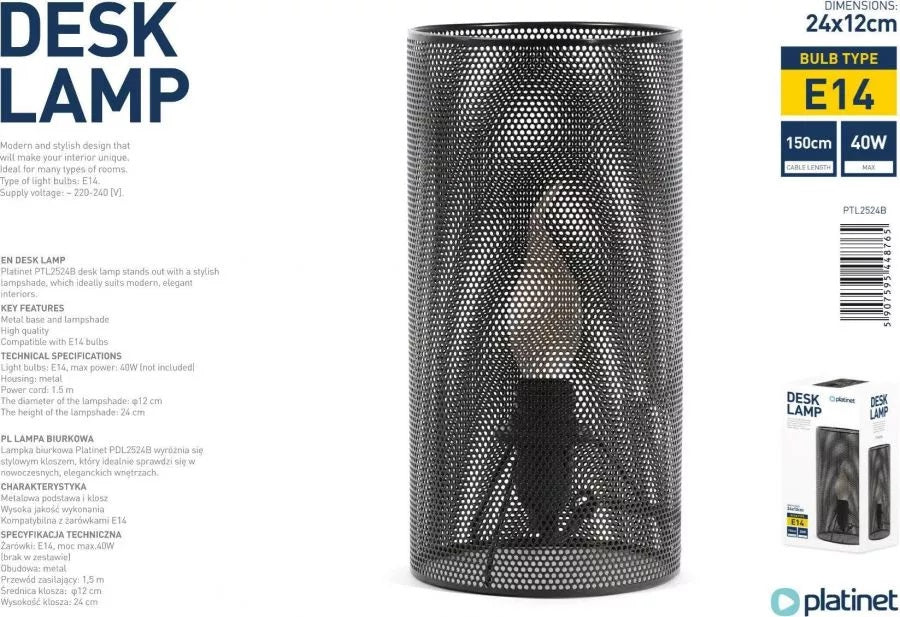 Veioza 25 W E14 Metal Negru Platinet