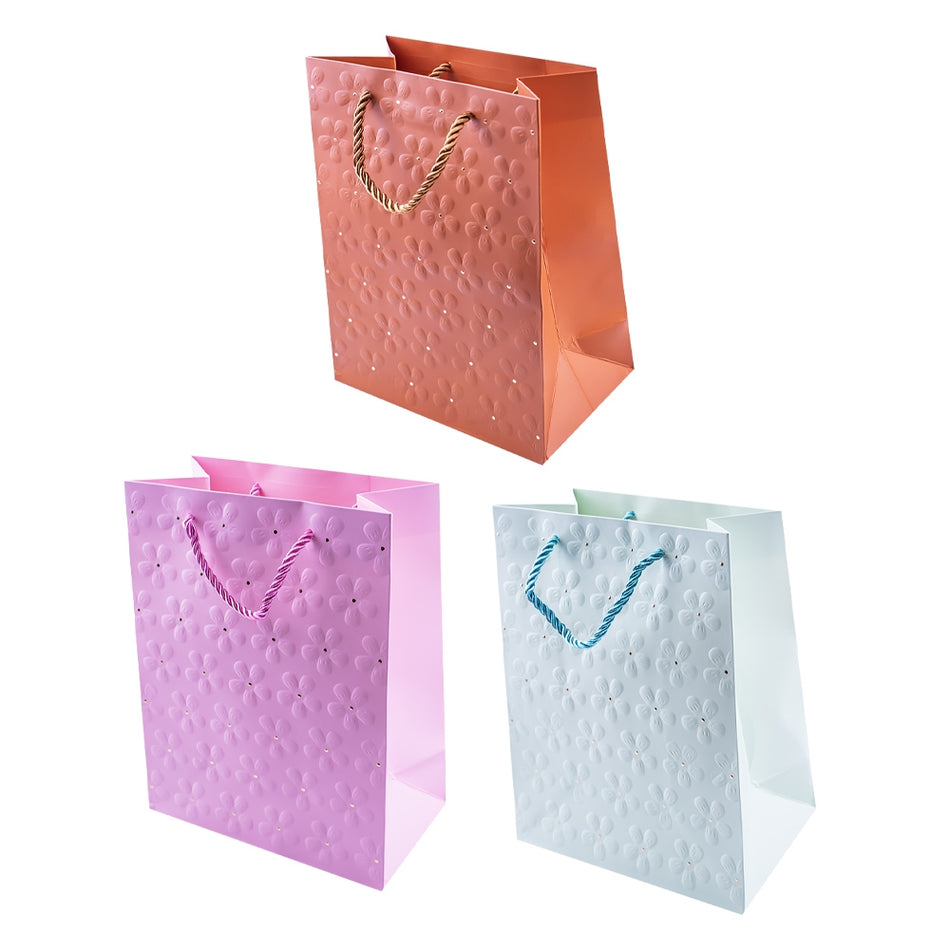 Punga cadou unicolora, Flori, premium 30x42x12 cm 834-L