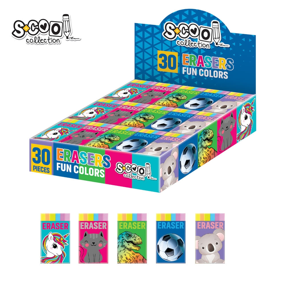 Radiera Color, 30buc/set , S-cool