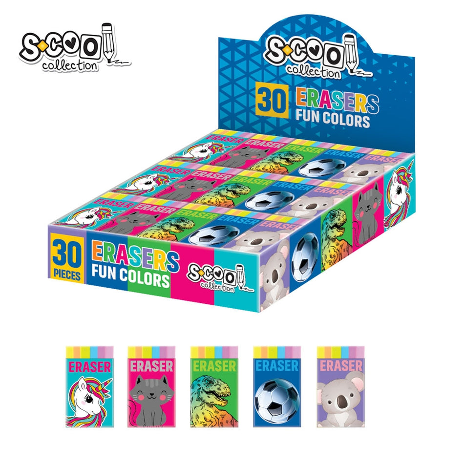 Radiera Color, 30buc/set , S-cool