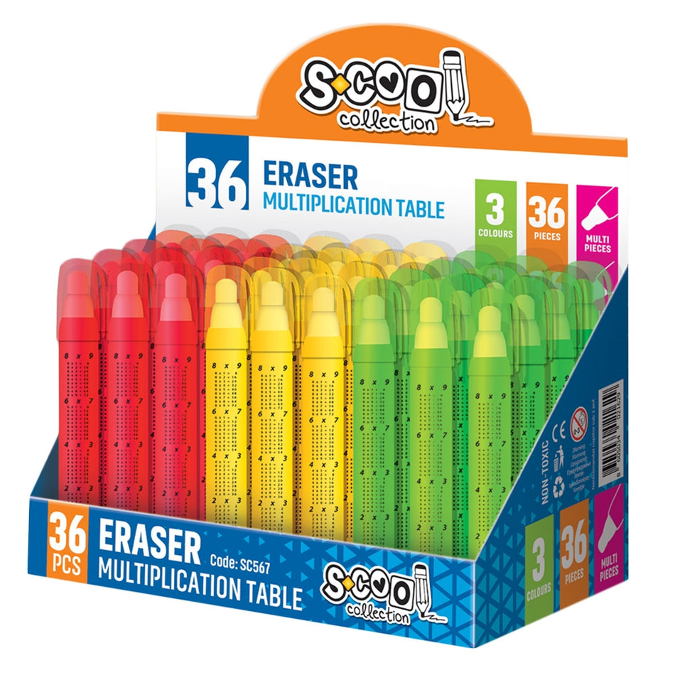 Radiera cu tabla înmulțirii, 36 buc/display, non-toxică, S-COOL / OFFISHOP SC567